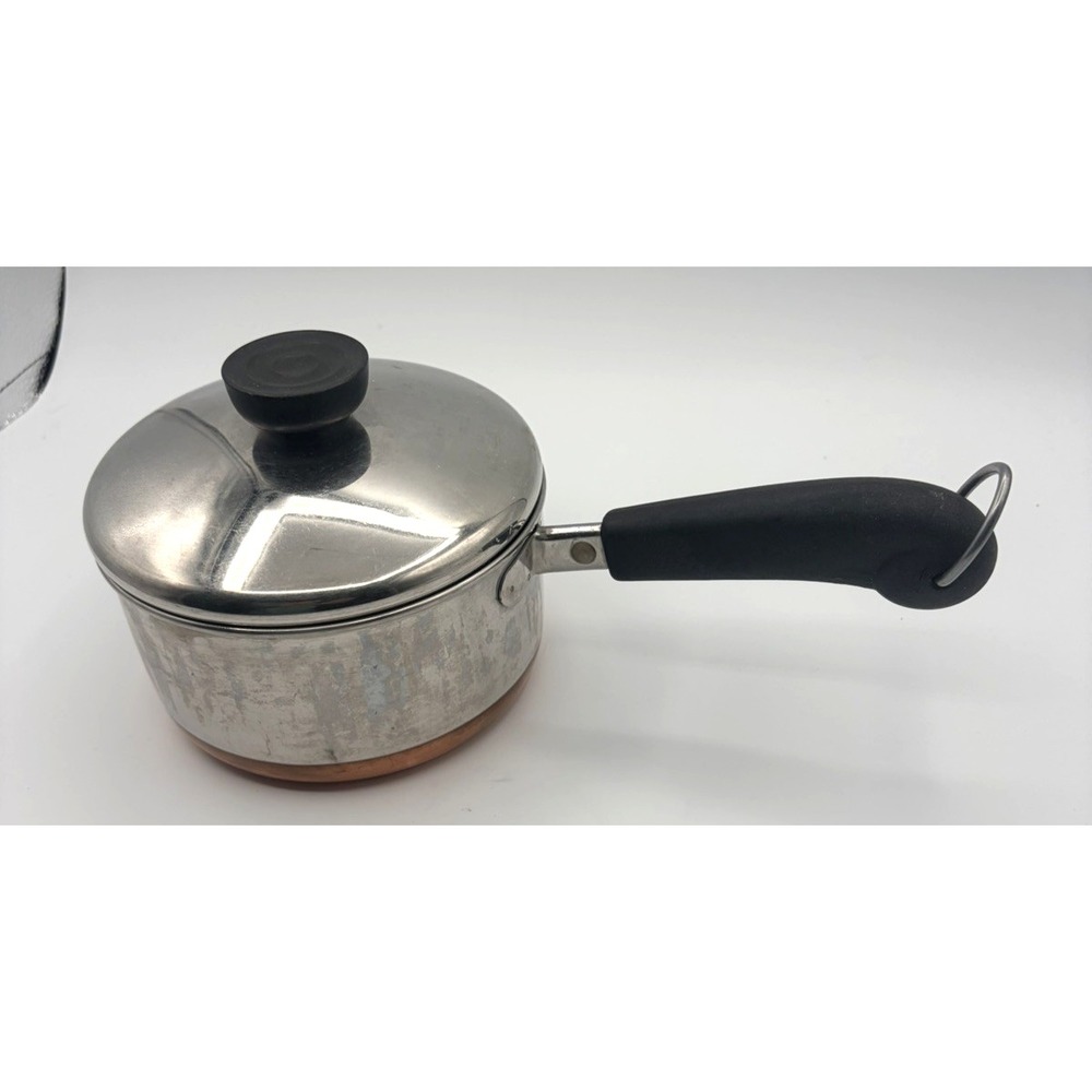 Vintage Revere Ware Copper Bottom 1 Qt. Sauce Pan With Lid Clinton Illinois